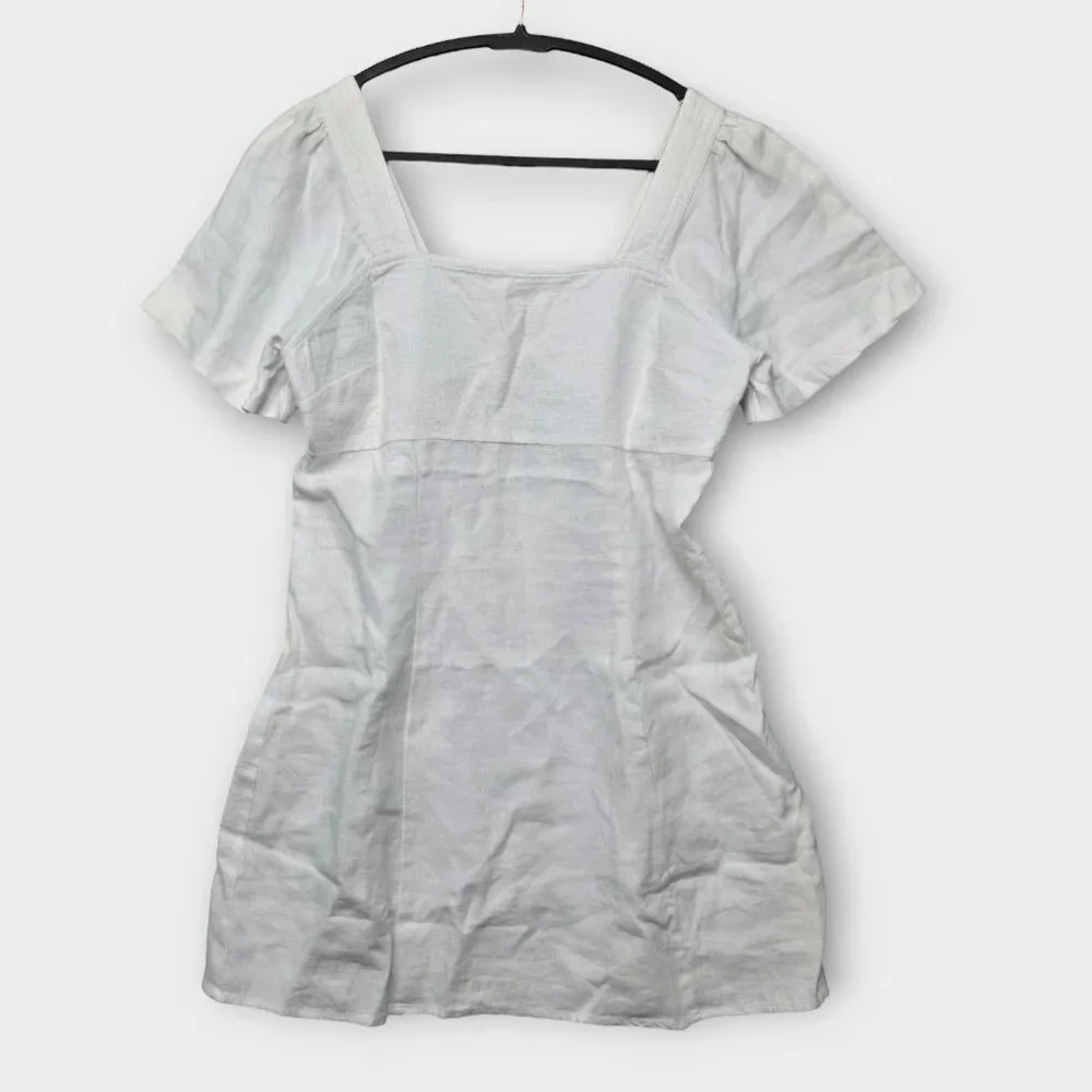 MADEWELL Square-Neck Mini Dress in 100% Linen White 12 NWT - Picture 4 of 12